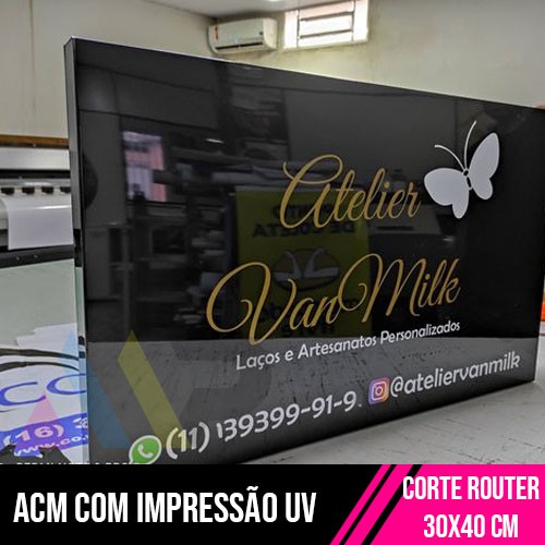 ACM COM IMPRESSÃO UV E CORTE ROUTER 30x40cm