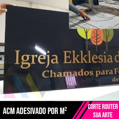 Placa Acm Adesivado + Corte Router M²