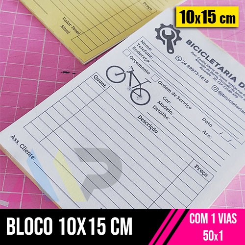 5 Talão/Bloco 10x15 | 1 Vias | 50x1