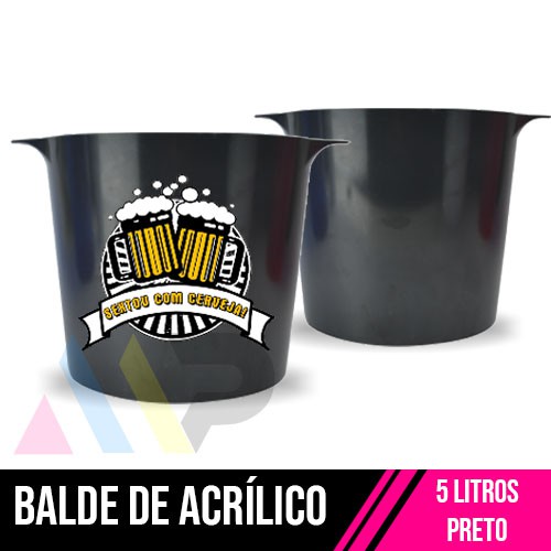 Balde de Acrílico | 5L | Preto