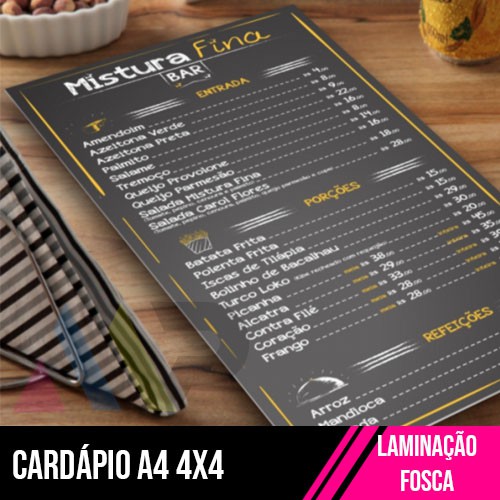 10 Cardápio A4 | 4/4 | Laminação Fosca 1x1