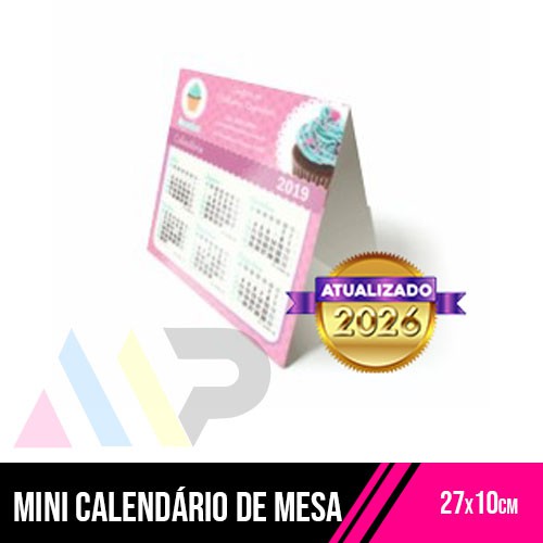 25 Mini Calendário de Mesa | 27x10cm | 4/0 | UV 1/0