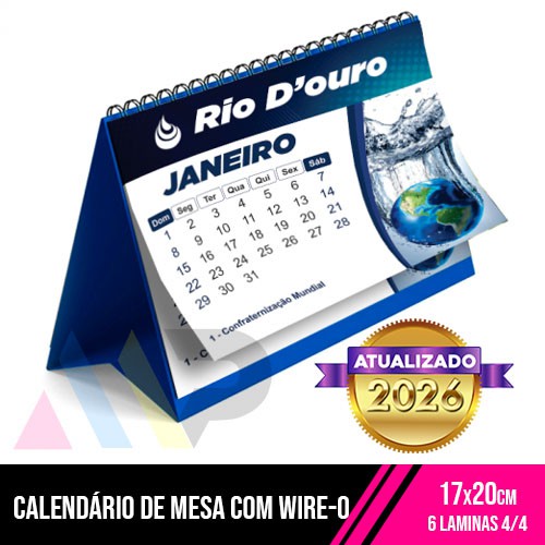 10 Calendário de Mesa com Wire-O | 17x20cm | 6 Lâminas - 4/4