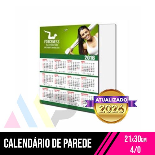 25 Calendário de Parede | 21x30cm | 4/0 | UV 1/0