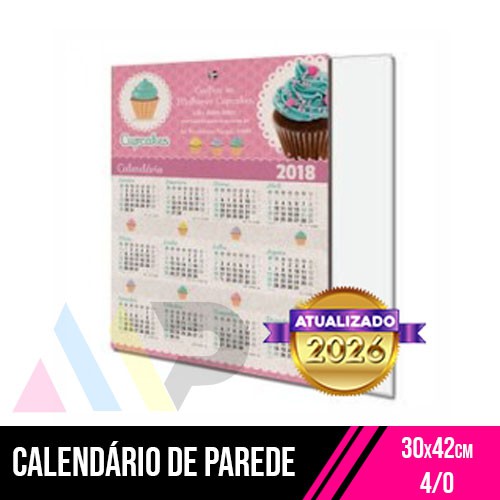 Calendário de Parede | 30x42cm | 4/0 | UV 1/0