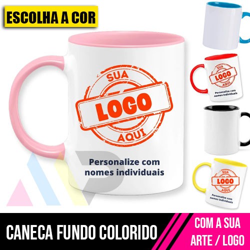 Caneca de Cerâmica 325ml Fundo Colorido