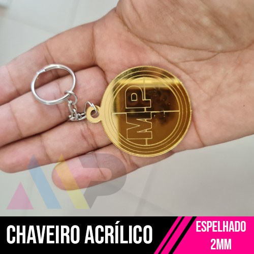 16 Chaveiro Acrílico Espelhado 2mm