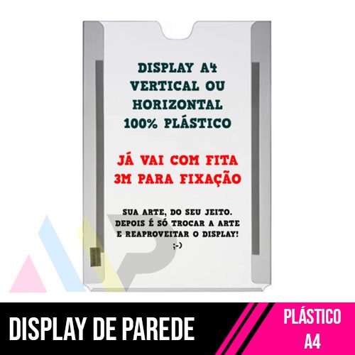Display de Parede Plástico | A4 | 4/0