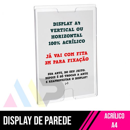 Display de Parede Acrílico | A4 | 4/0