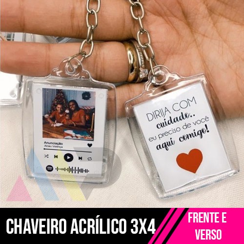 10 Chaveiro Acrílico 3X4CM
