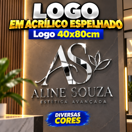 Logo em Acrílico Espelhado 40x80cm