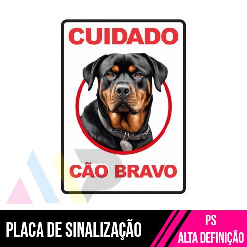 Placa de Sinalização Cão Bravo