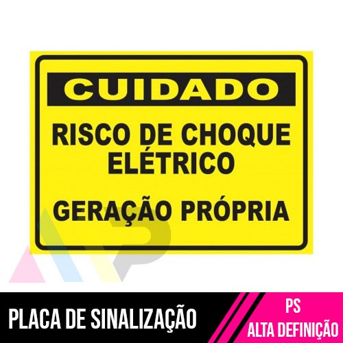Placa de Sinalização Cuidado Risco Choque Elétrico