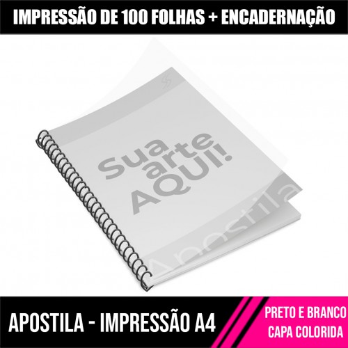 Apostila até 100 impressões + Encadernação