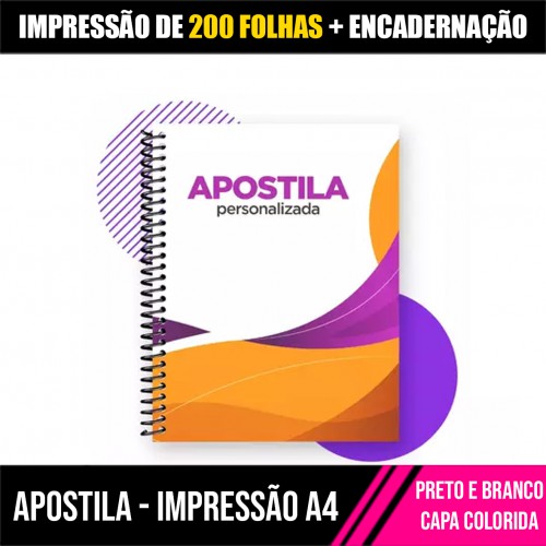 Apostila até 200 impressões + Encadernação