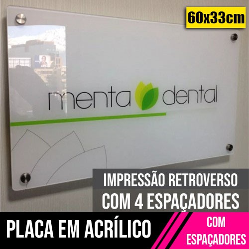 Placa em Acrilico com espaçadores + impressão retroverso