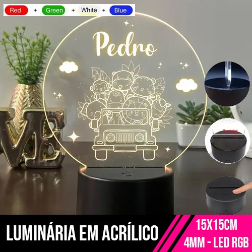 Luminária em Acrílico 4mm Led RGB - Sua Arte