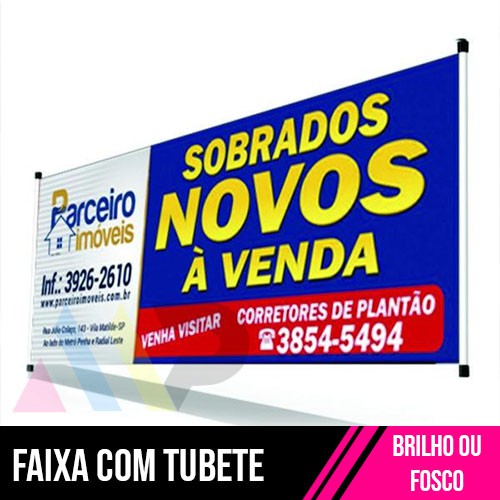 Faixa em Lona com Tubete nas Laterais por M²