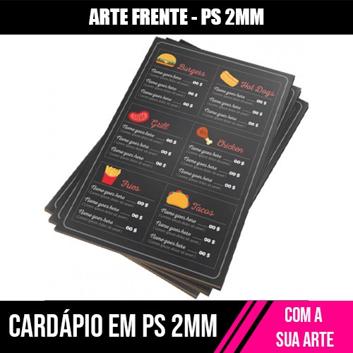 Cardápio A4 | 4/0 PS 2mm 21x29CM