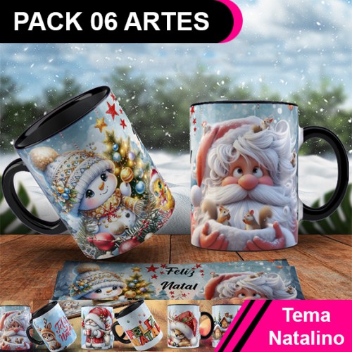 Kit com 6 Artes Digitais Natalinas para Canecas