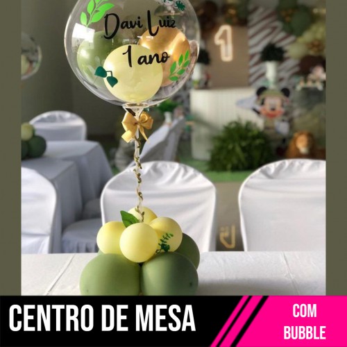Centro de Mesa 10° c/ Mini Balões no interior
