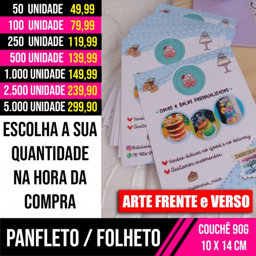 Panfleto / Folheto 90g | 10x14cm Arte Frente e Verso