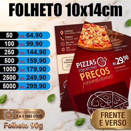 Panfleto / Folheto 90g | 10x14cm Arte Frente e Verso