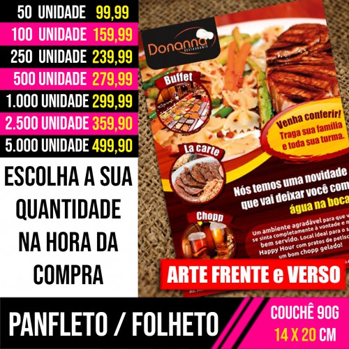 Panfleto / Folheto 90g | 14x20cm Arte Frente e Verso