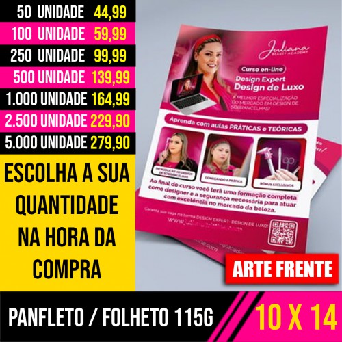 Panfleto / Folheto 115g | 10x14cm | Arte Frente