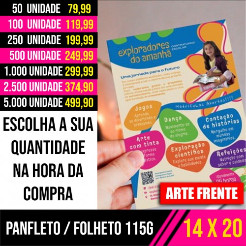 Panfleto / Folheto 115g | 14x20cm | Arte Frente