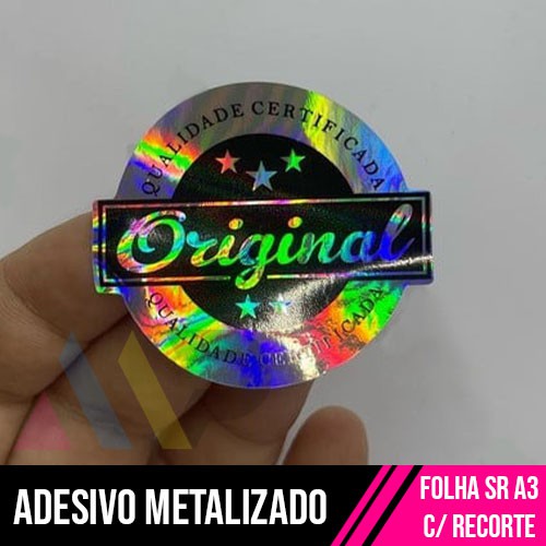 Adesivo Vinil Brilho Metalizado Folha A3 com corte contorno
