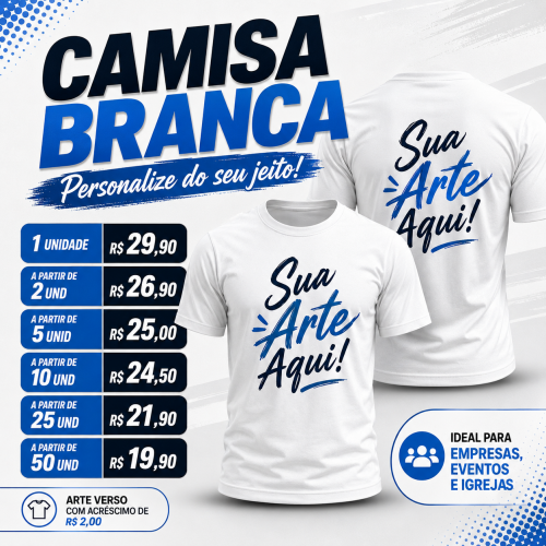 Camisa Branca - Tecido Poliéster