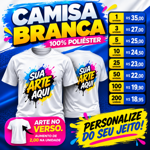 Camisa Branca - Tecido Poliéster