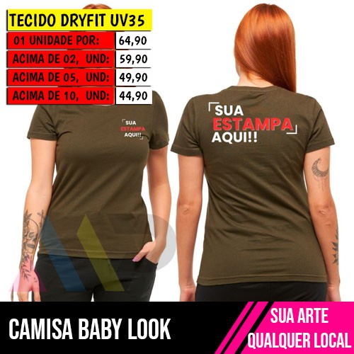 Camisa Baby Look Dryfit UV 35